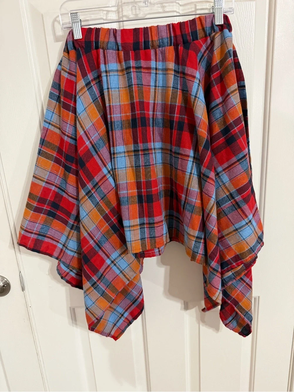 Plaid Asymmetric Tie-Waist Skirt - Red Multi